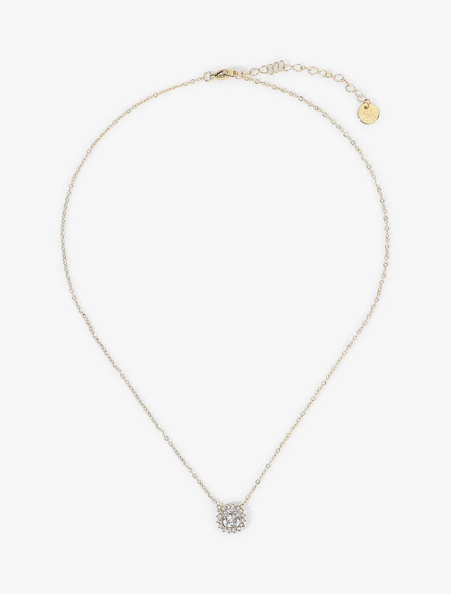 Collier à pendentif losange orné de zircons blanc - Or