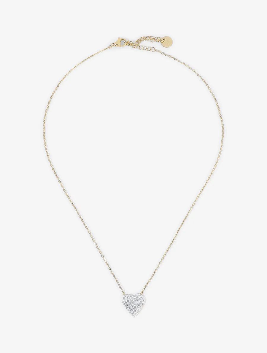 Collier à pendentif coeur orné de zircons - Or