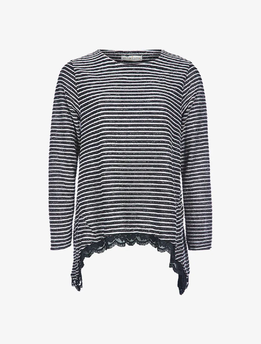 Top ample rayures irisées - Noir