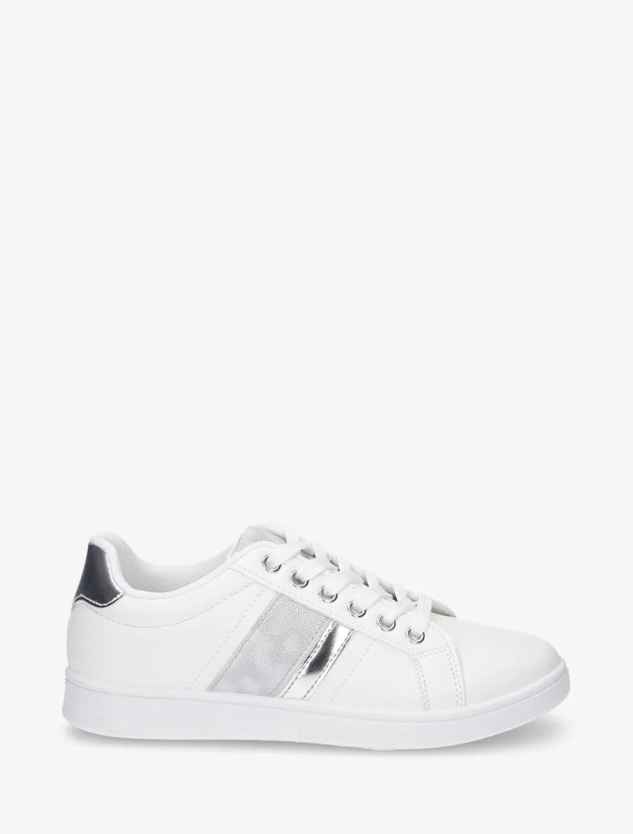 Baskets à bandes et contrefort contrastant - Blanc