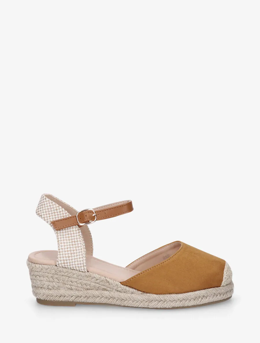 Sandales unies à contrefort à motif damier - Camel