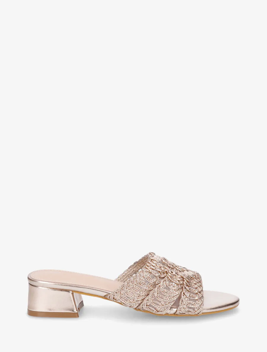 Mules style macramé en simili - Rose gold