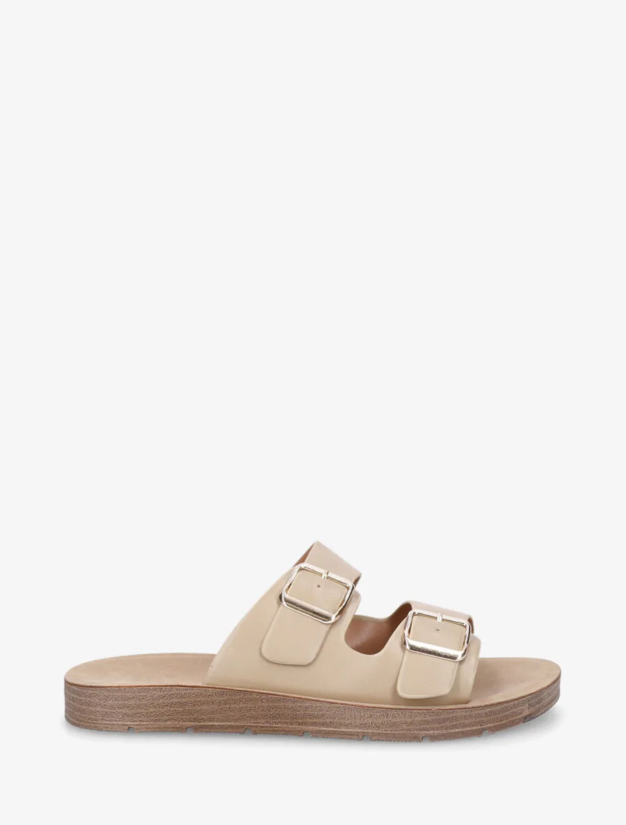 Claquettes en simili à double brides - Sable