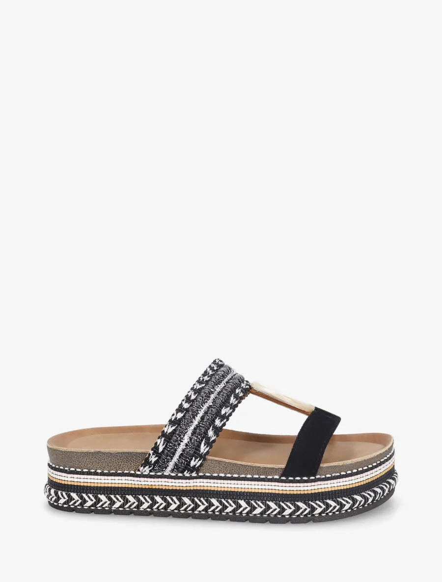 Claquettes irisées à bijou style marbre - Noir