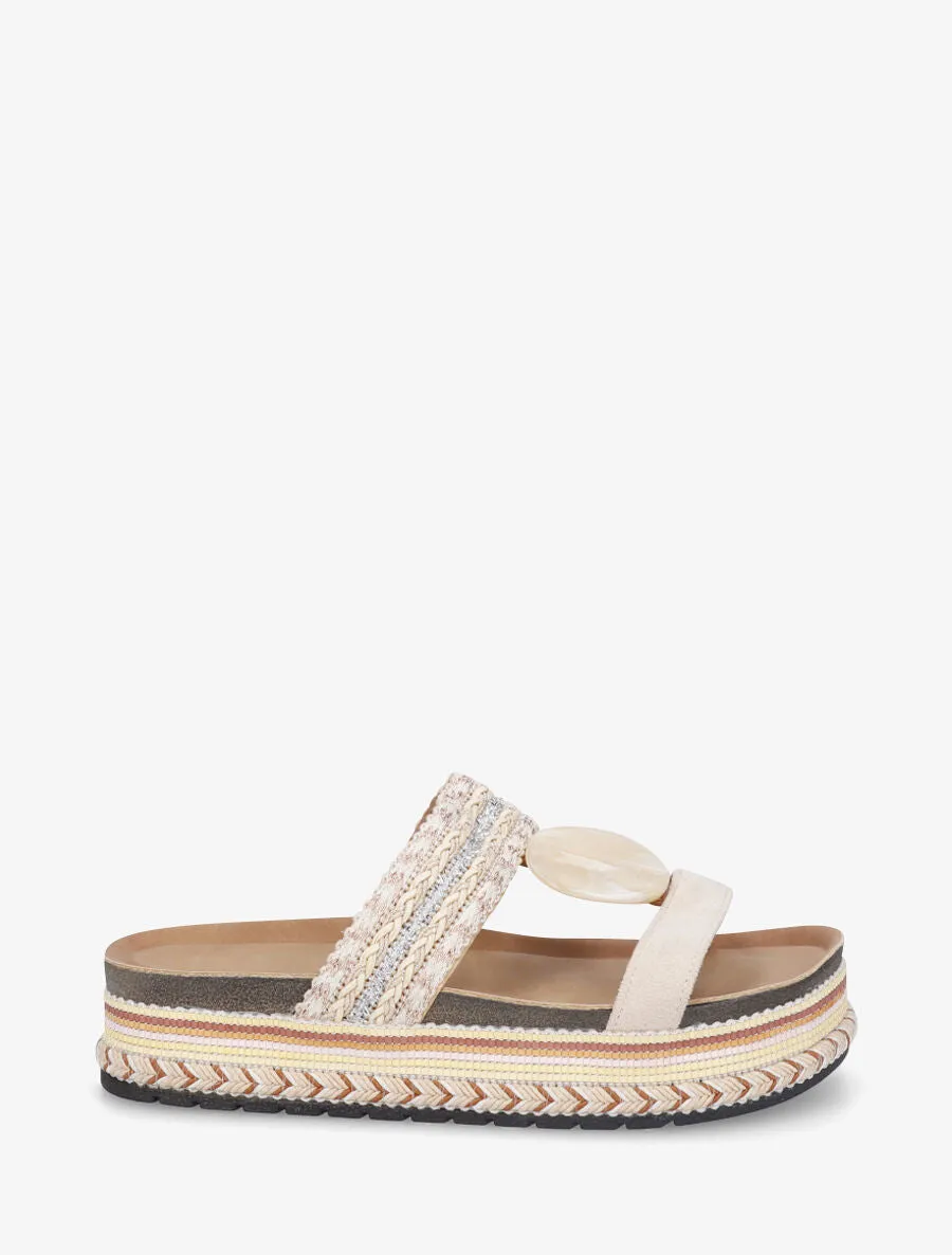 Claquettes irisées à bijou style marbre - Beige