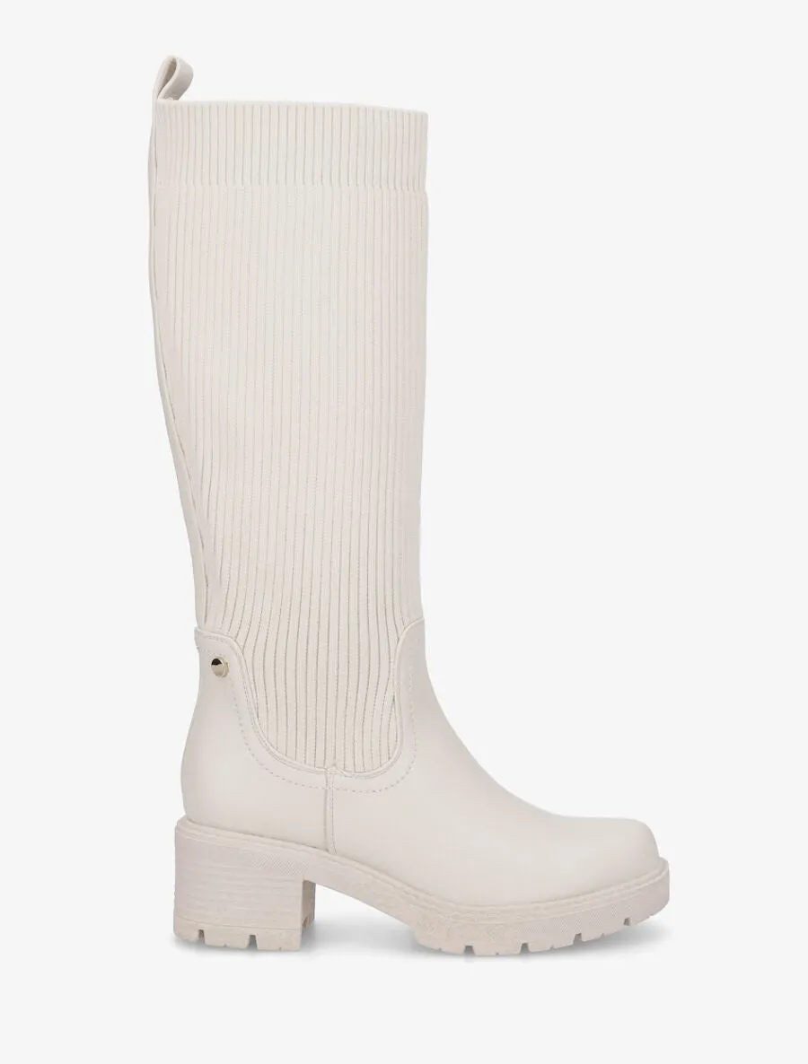 Bottes style chaussettes - Beige