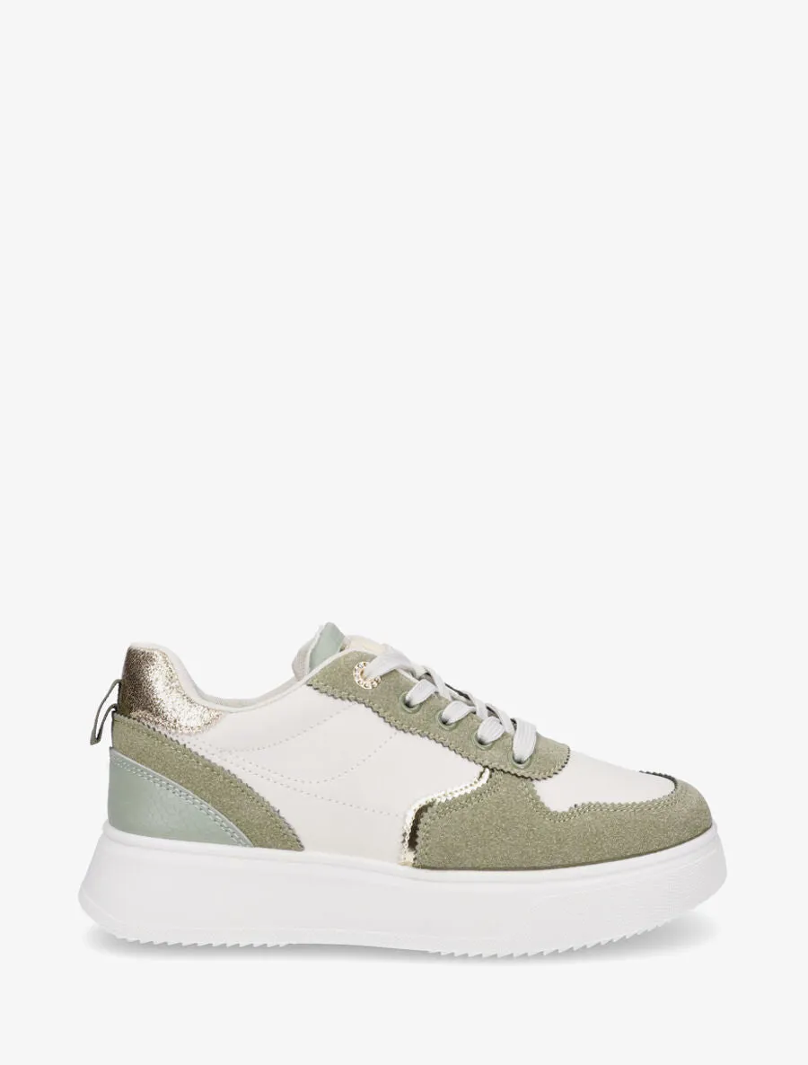 Baskets bimatière contrefort fantaisie - Kaki