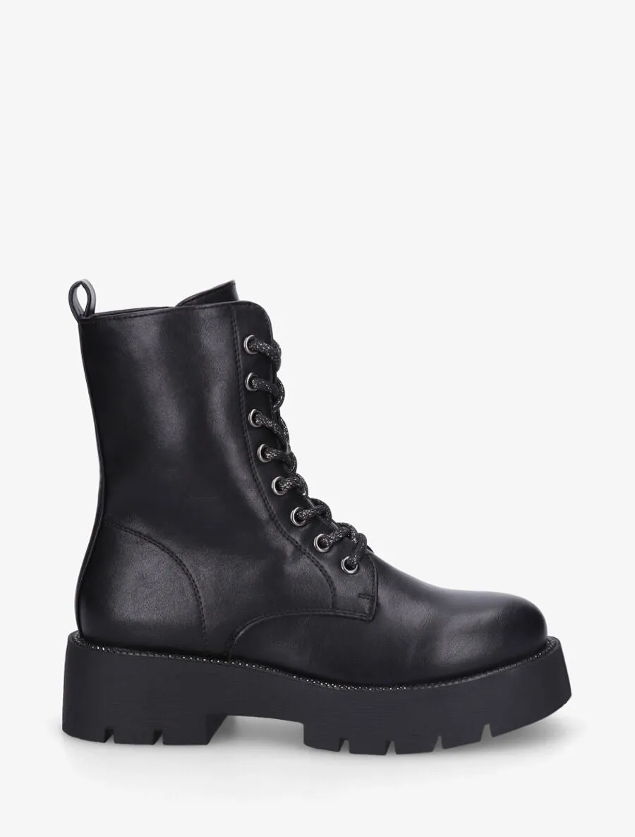 Bottines montantes à lacets irisés - Noir