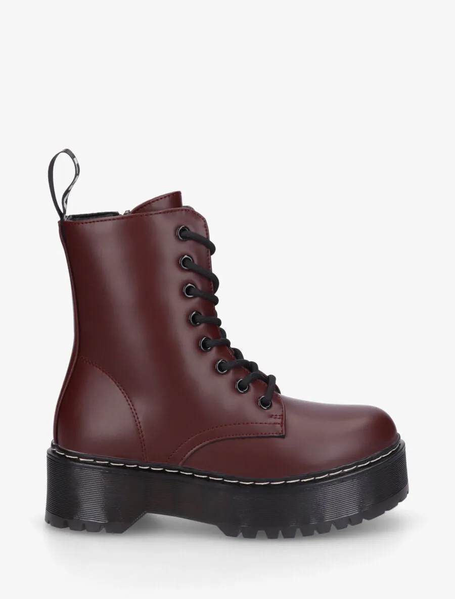 Bottines montantes en simili - Bordeaux