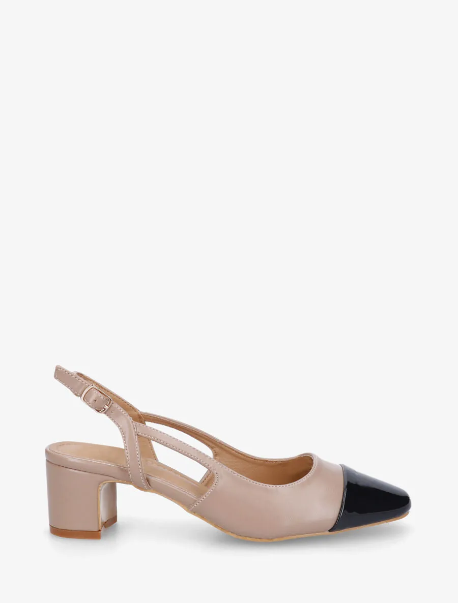 Escarpins à bout contrastant - Taupe