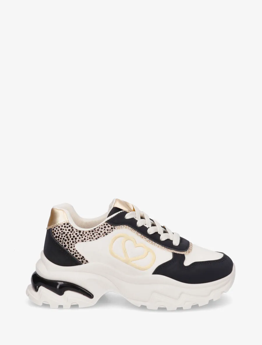 Baskets bimatière à semelle épaisse stylisée - Noir