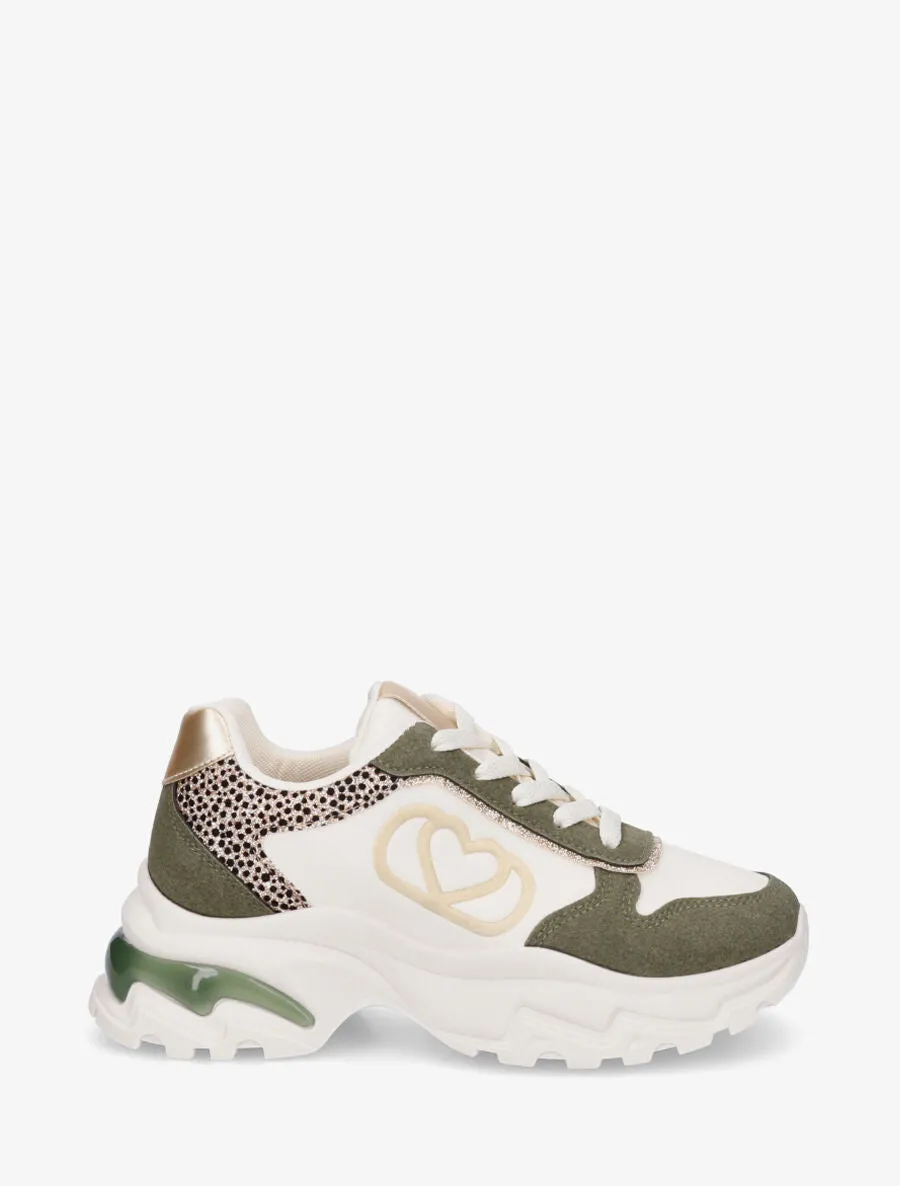Baskets bimatière à semelle épaisse stylisée - Kaki