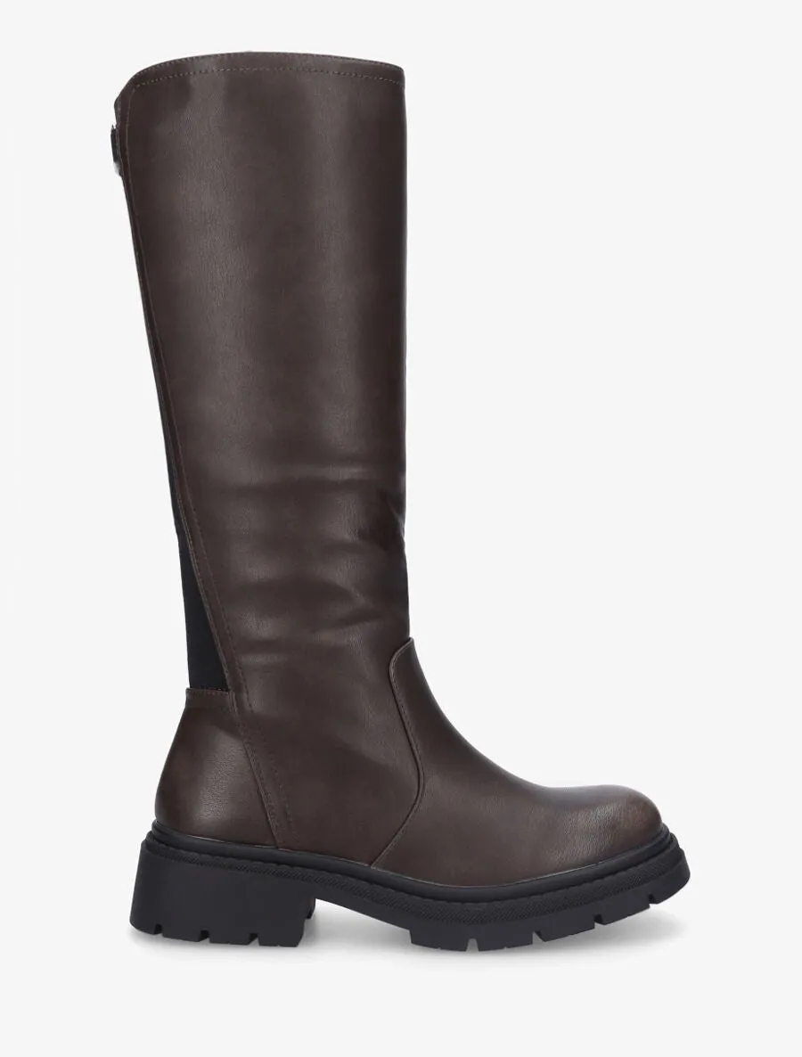 Bottes en simili à bande élastiquée - Marron