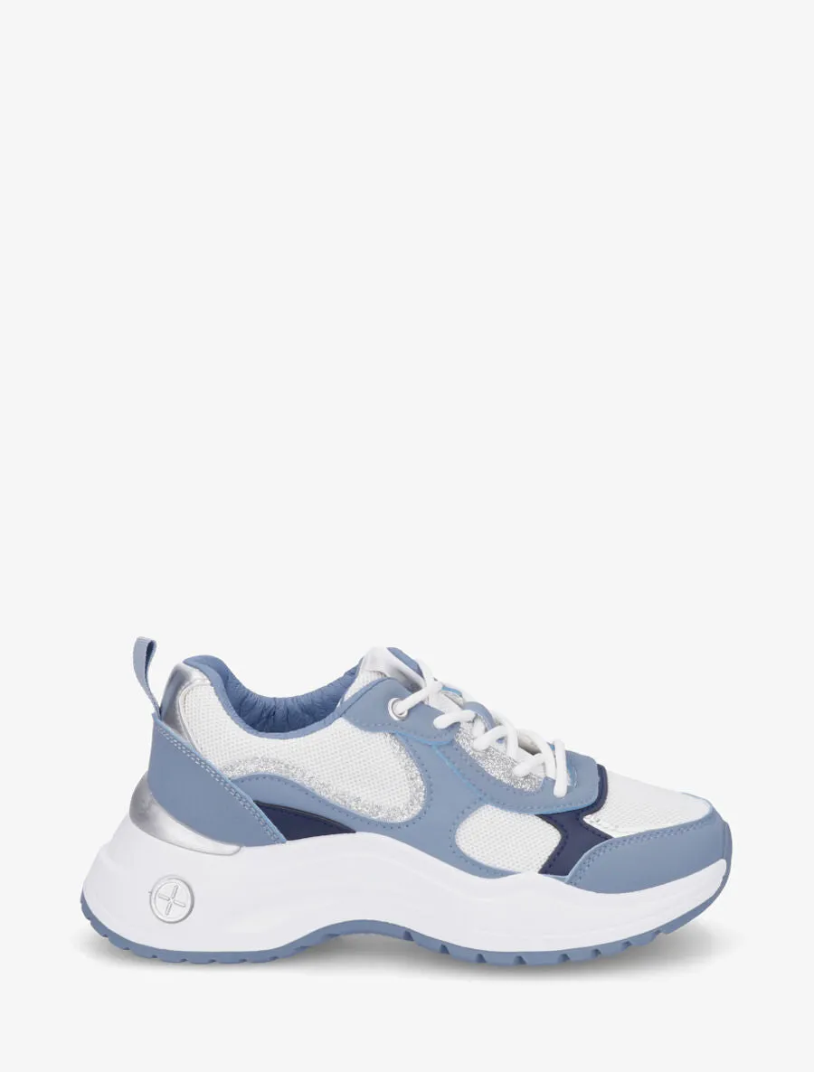 Baskets bimatière à contrefort nacré - Bleu