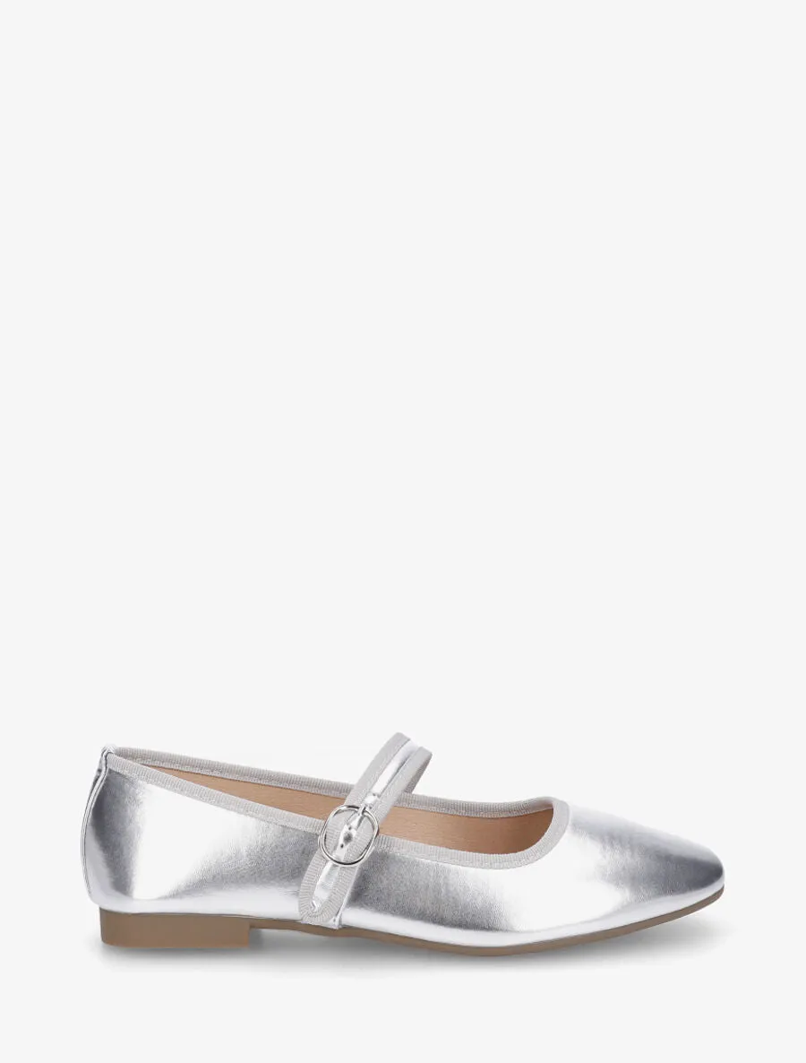 Ballerines en simili brillant à bride à boucle - Argent