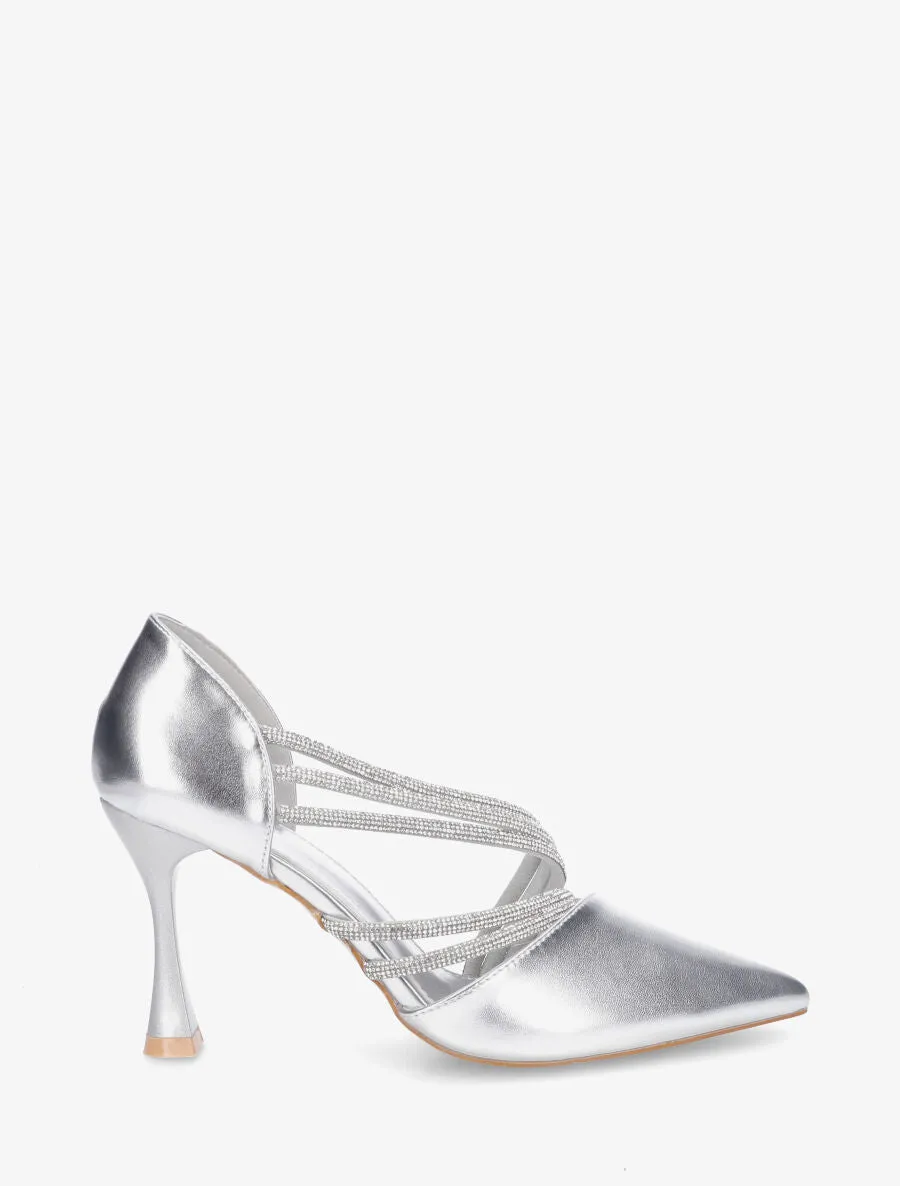 Escarpins en simili nacré côté ouvert - Argent