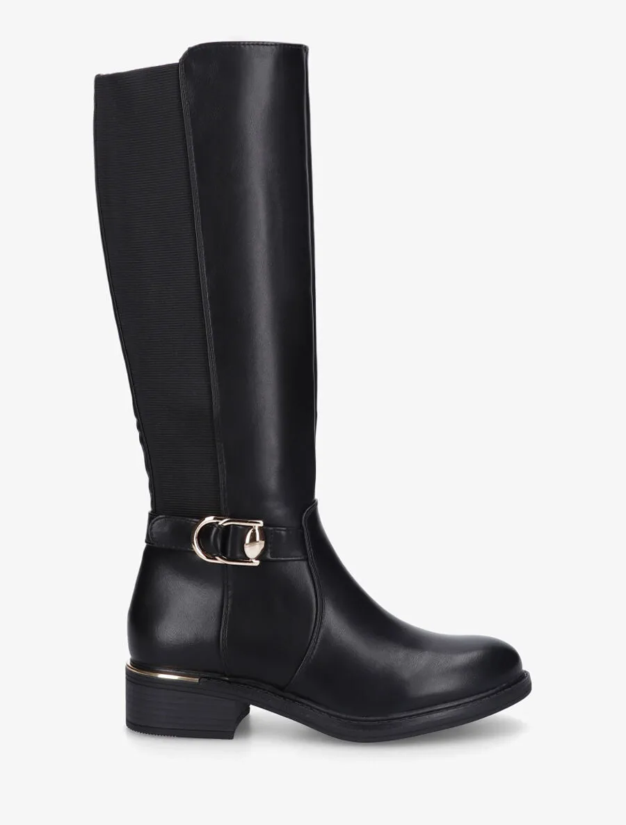 Bottes unies élastiquées à empiècement métal - Noir