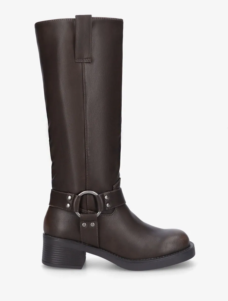 Bottes unies en simili - Marron foncé