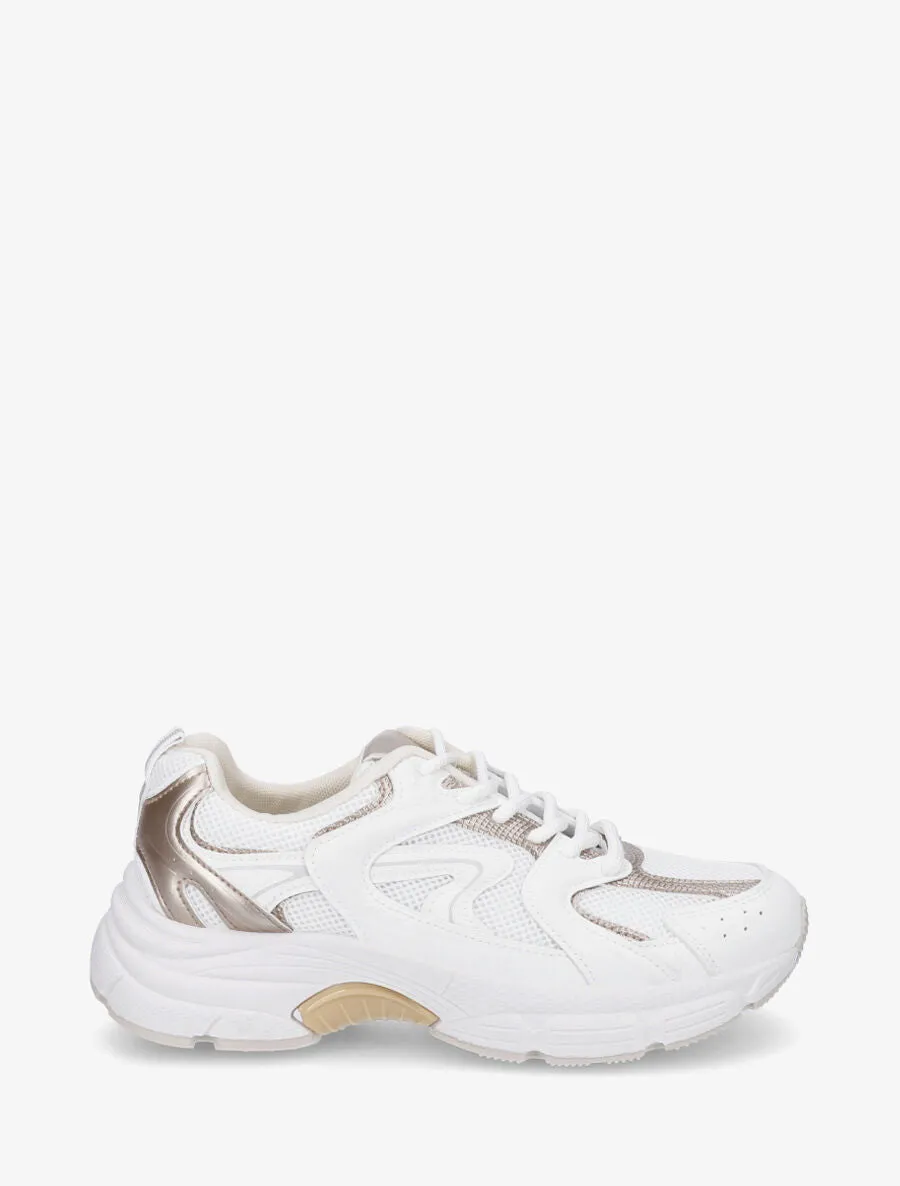 Baskets à plateforme et empiècements graphiques - Blanc