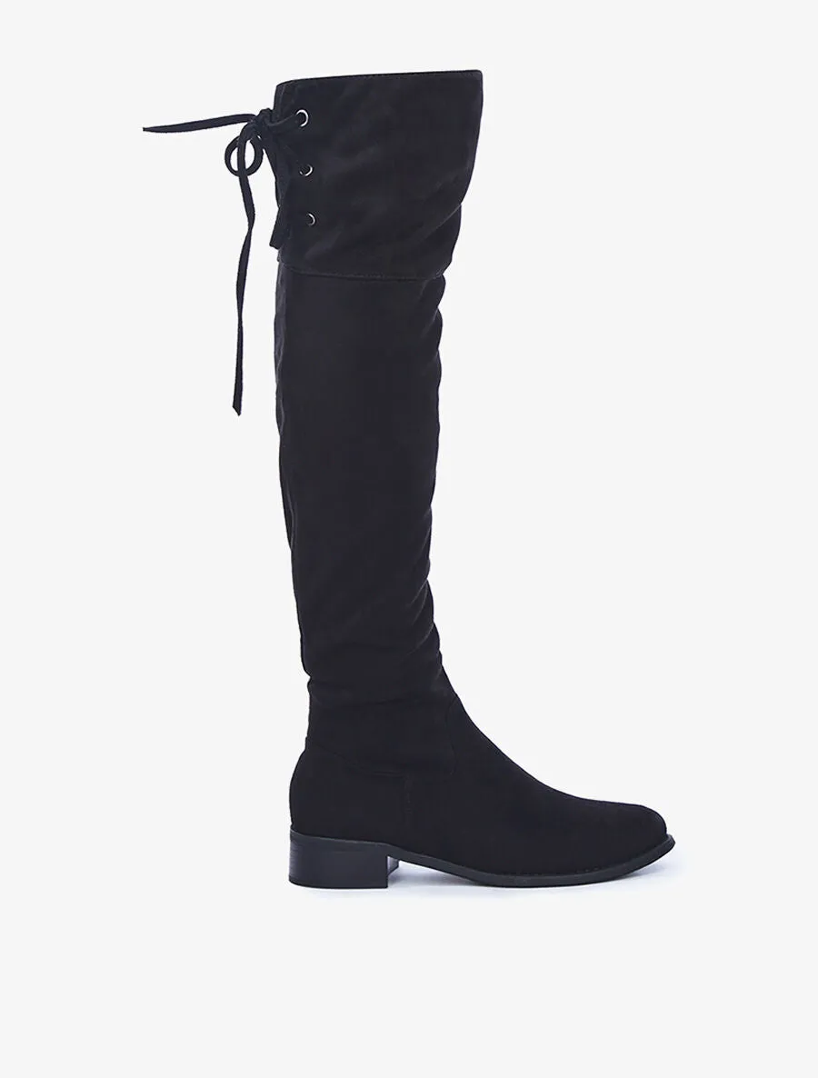 Cuissardes plates peau de pêche - noir