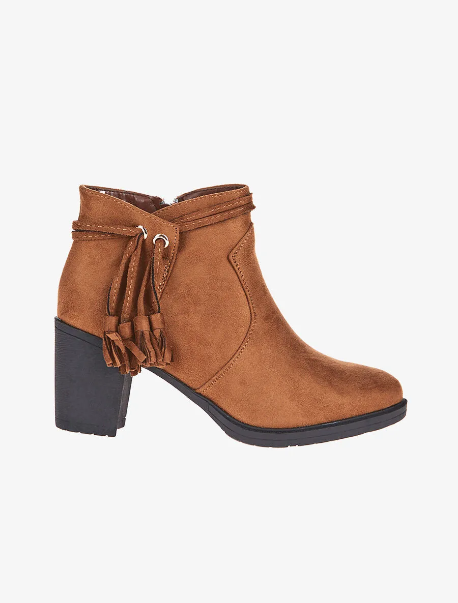 Bottines velours - camel