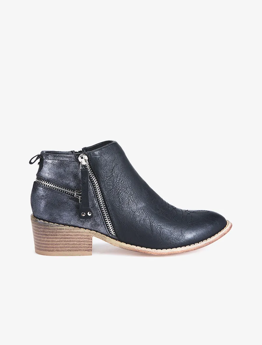 Low boots zip au dos - noir