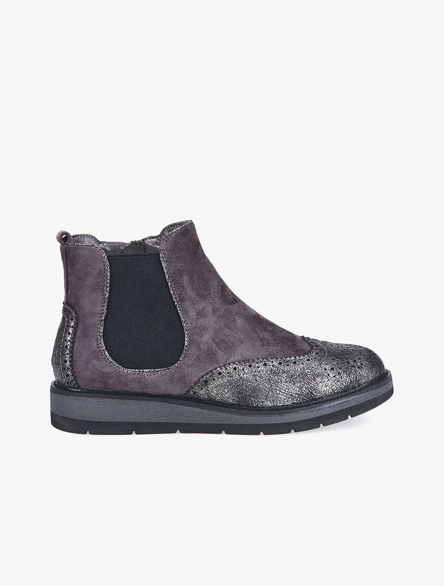 Boots bouts style derbies - gris foncé