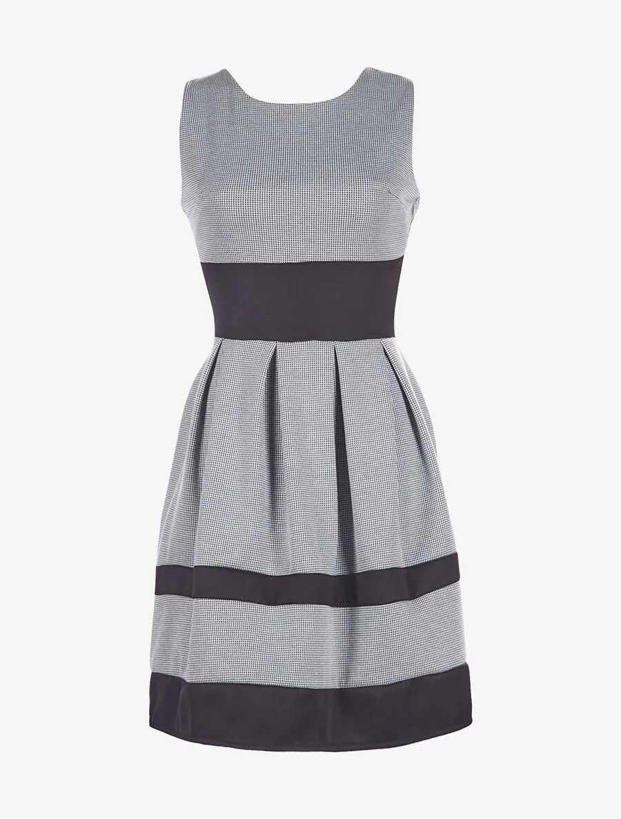 Robe pieds de poule évasée - gris