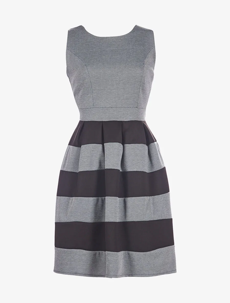 Robe bandes et mini zig-zag - gris