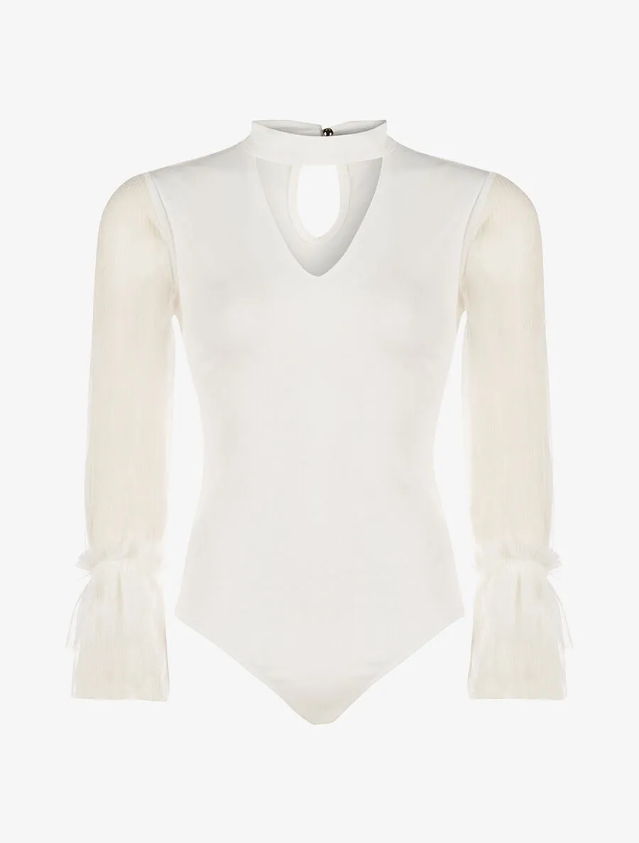 Body bras voile plissés - blanc