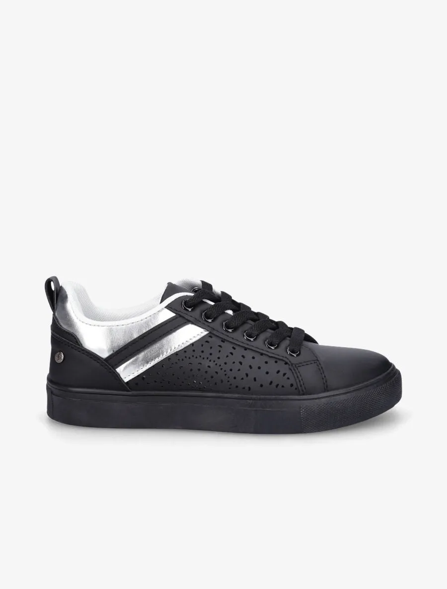 Baskets piquées à empiècements irisés - Noir