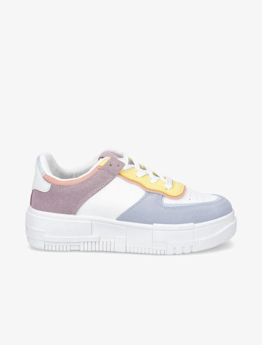 Sneakers à plateforme et couleurs contrastantes - Bleu ciel