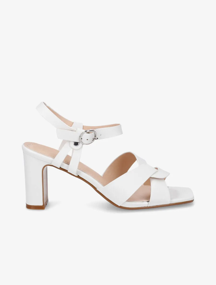 Sandales entrelacées en simili à talon - Blanc
