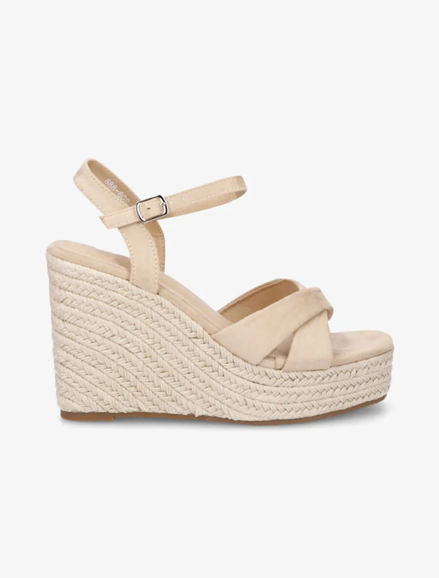 Sandales compensées à plateforme - Beige