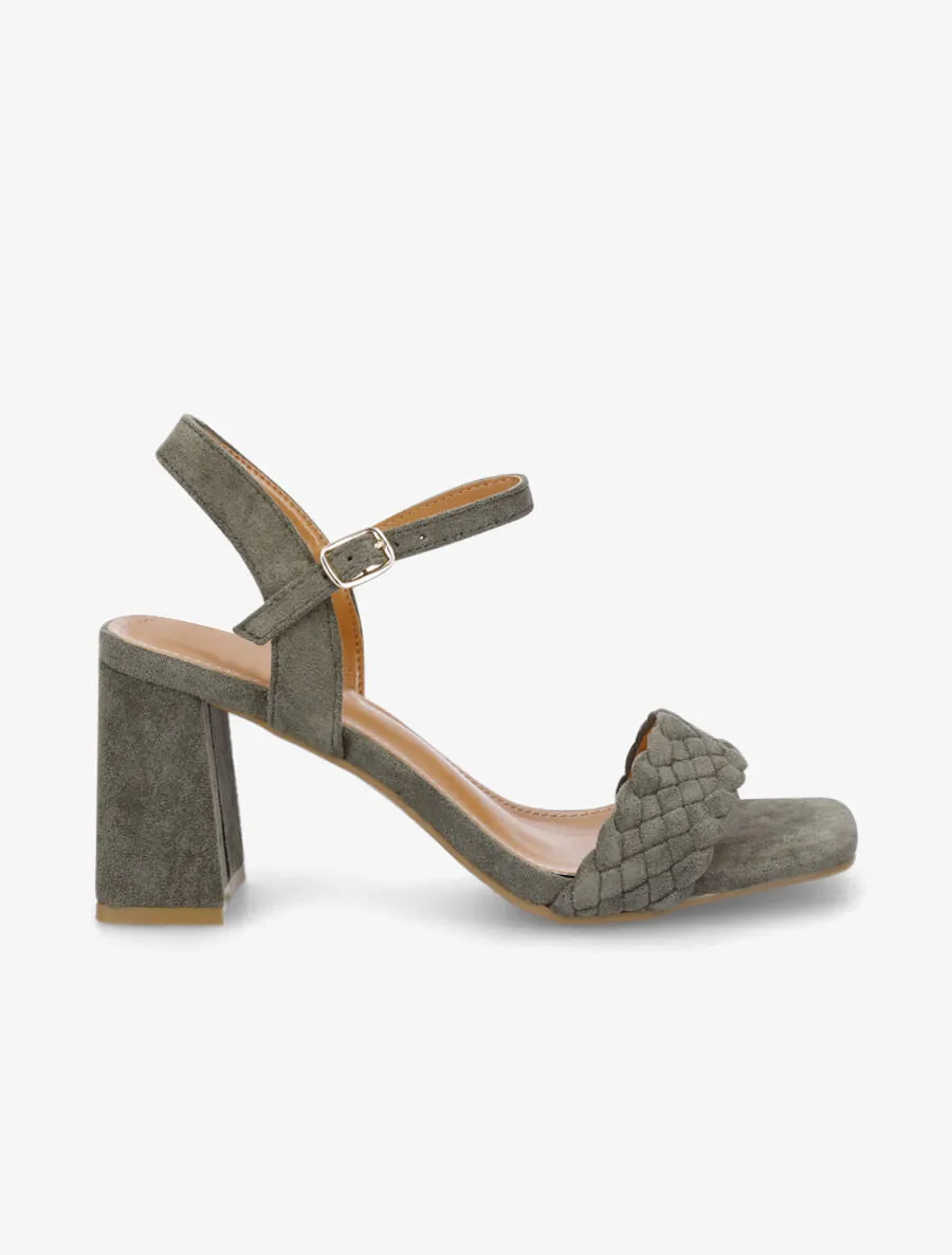 Sandales en suédine classique à bride tressée - Kaki