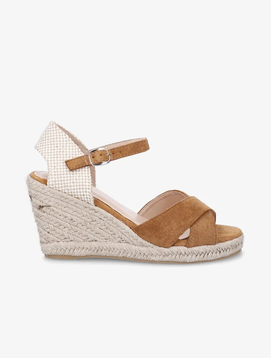 Sandales compensées style espadrille - Camel