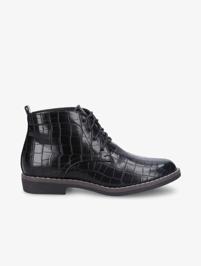 Derbies montantes vernies effet croco - Noir