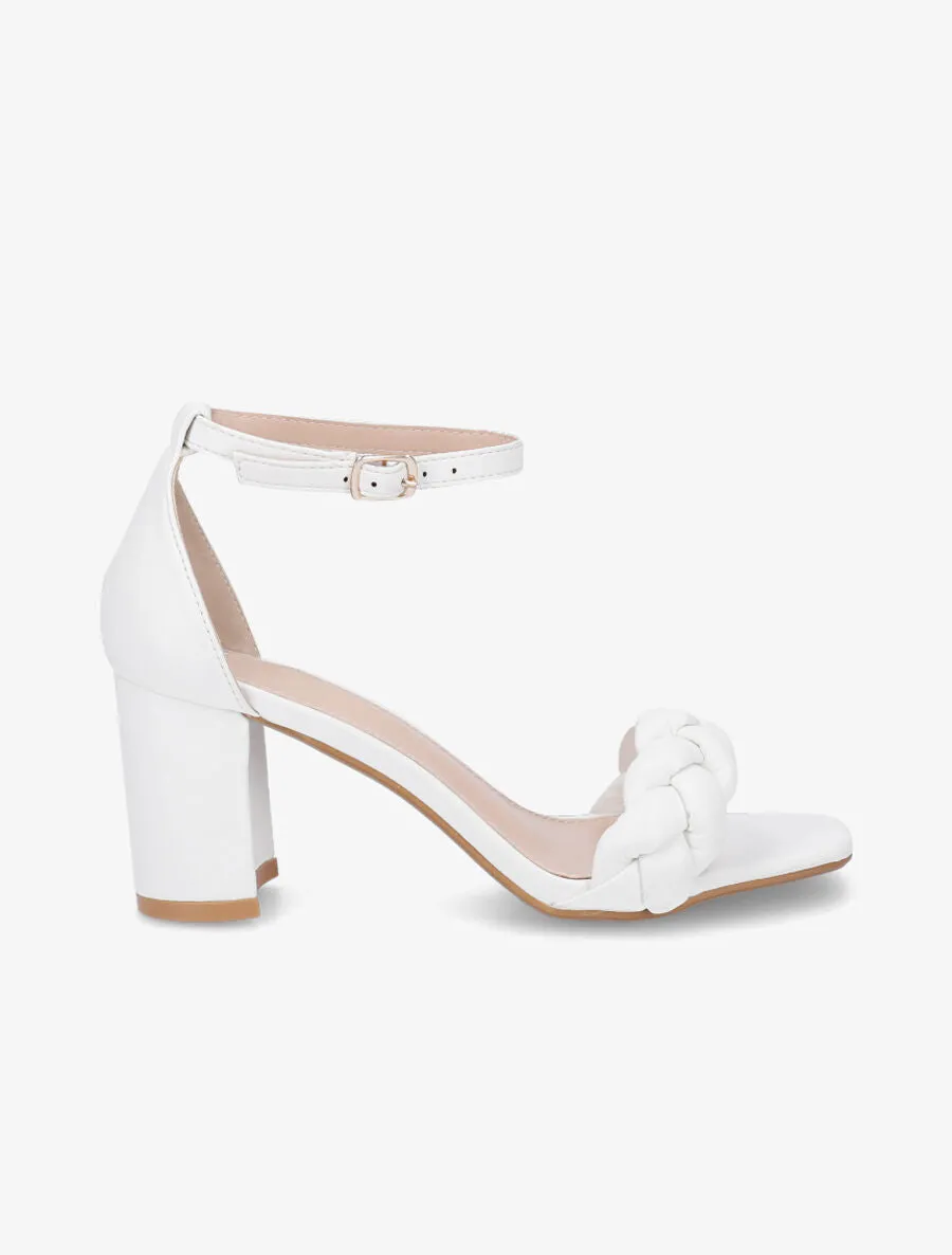 Sandales tressées à talon - Blanc