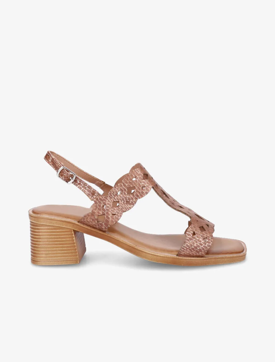 Sandales ajourées à talon - Camel