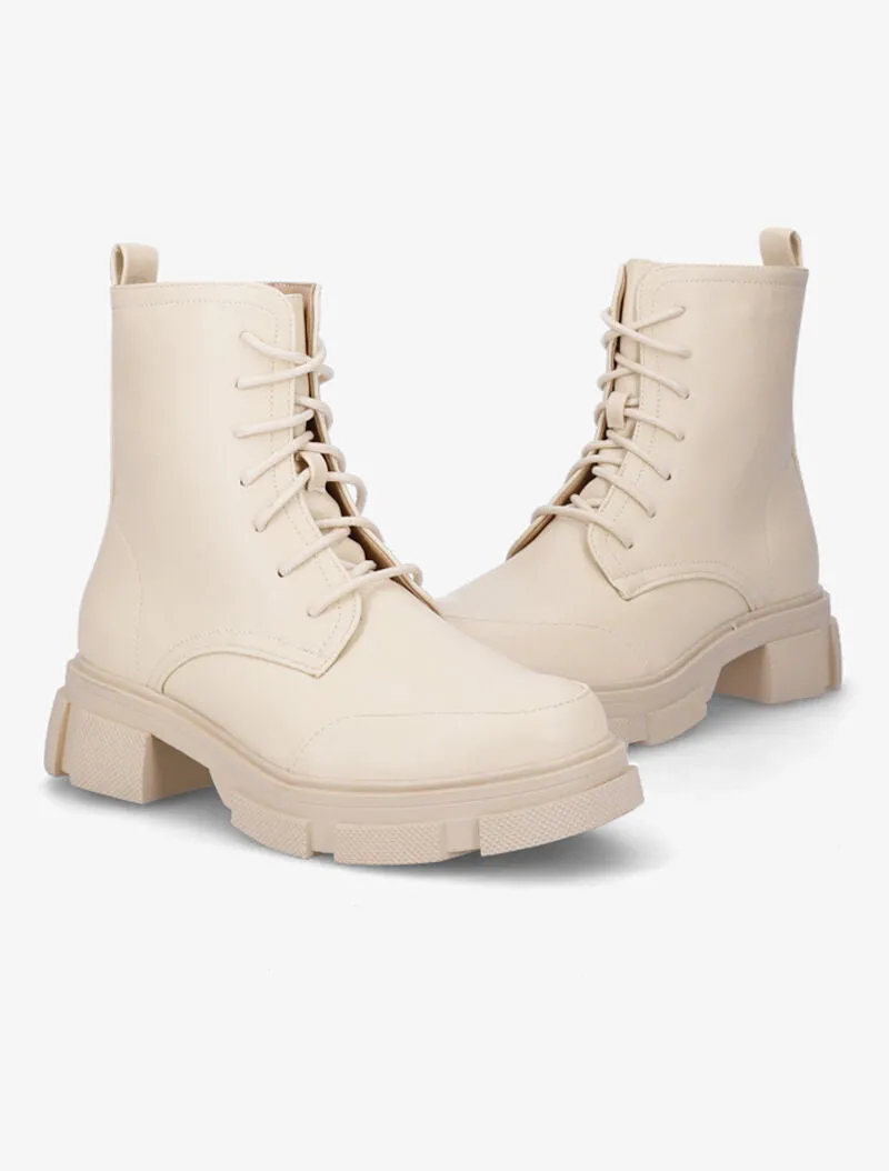 Bottines chunky à lacets - Beige