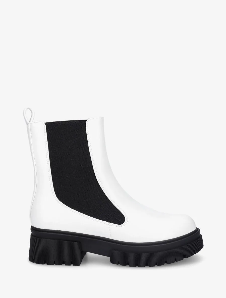 Bottines en simili élastiquée - Blanc