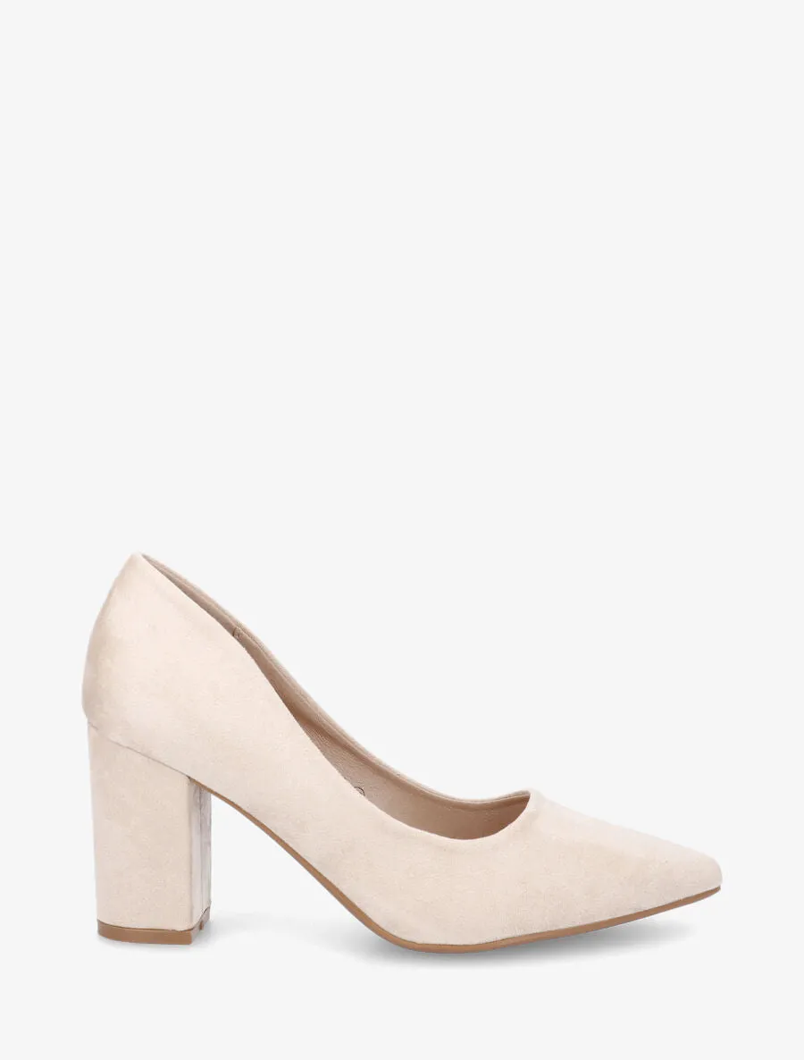 Escarpins pointus en suédine - Beige