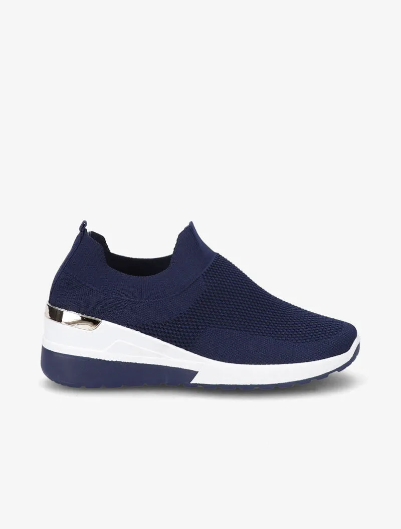 Baskets unicolore en mesh - Bleu