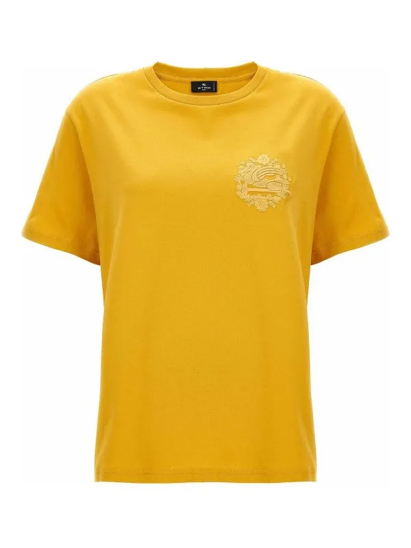 Etro Cotton T-Shirt Tone-On-Tone - Jaune | WRJB0006AC036A0968