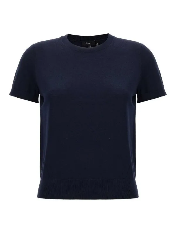 Theory Pull Col Rond - Bleu - Bleu - Femme | I1211701G8E