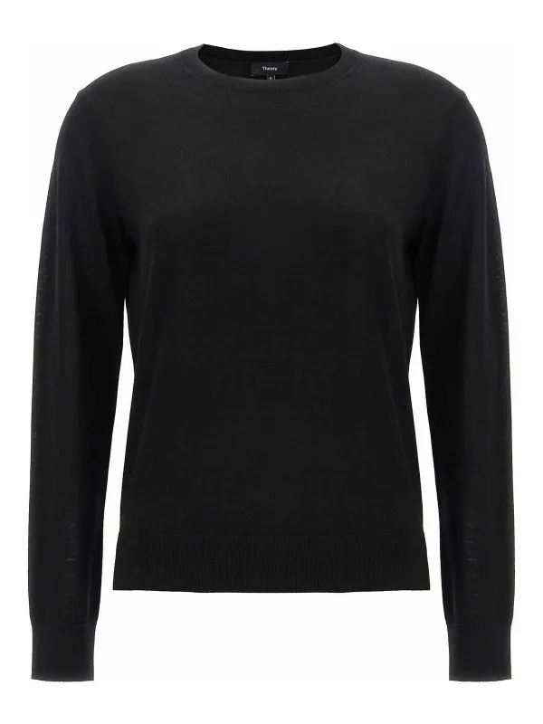 Theory Pull Col Rond - Noir - Noir - Femme | I1211702001
