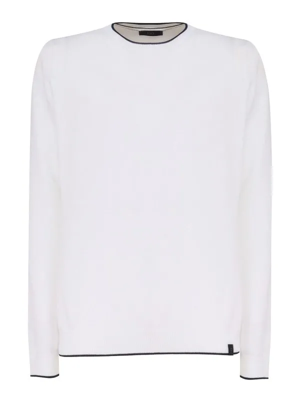 Fay Pull Col Rond - Blanc - Blanc - Homme | NMMC1482350VTN2091