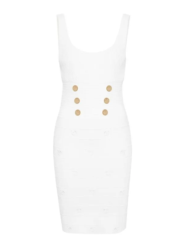 Pinko Robe Au Genou - Cactus - Blanc - Femme | 102879A1LKZ04