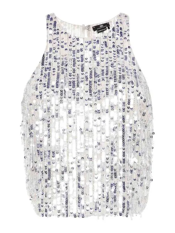 Elisabetta Franchi Top - Argent - Argenté - Femme | CN00742E2346