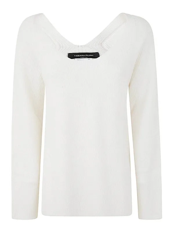 Fabiana Filippi Pull À Col V - Blanc - Blanc | MAD264F020D5100142